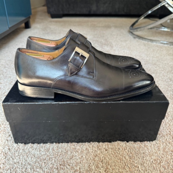 MAGNANNI GREY (CHARCOAL) MEDALLION PLAIN TOE MONK STRAP - Picture 4 of 9